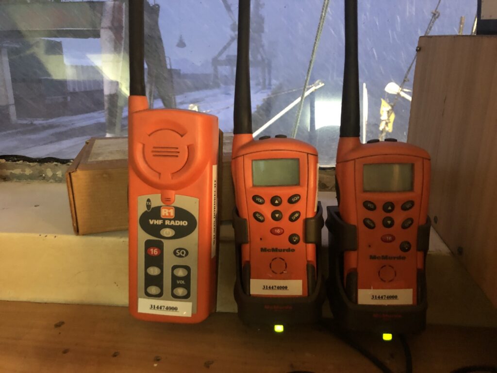 Set of Emergency VHF radio on a merchant ship