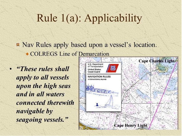 Slide on presentation about Rules of The Road - Purpose, and Scope