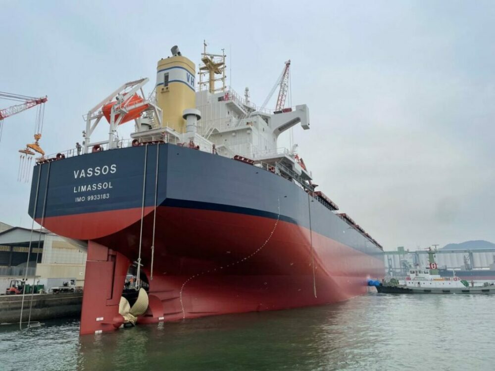 Kamsarmax dry bulk carrier MV Vassos at the shipyard