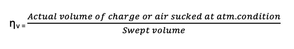 The formula for volumetric Efficiency of Diesel engine