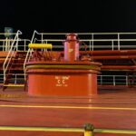 Image showing the deck of the bitumen tanker and cargo tank access and vapor lock.