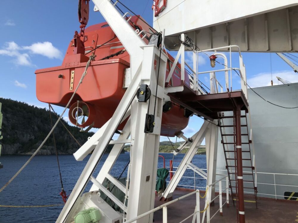 Lifeboat on cargo ship - one of the most common 