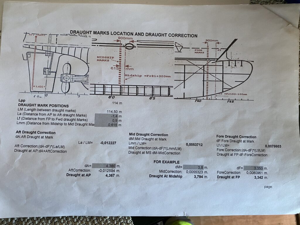 Marine Engineering 6 Ship drawing with draft marks