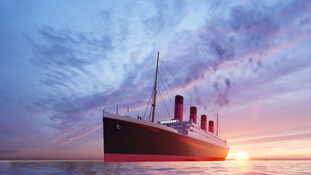 RMS Titanic reconstruction steaming at sea