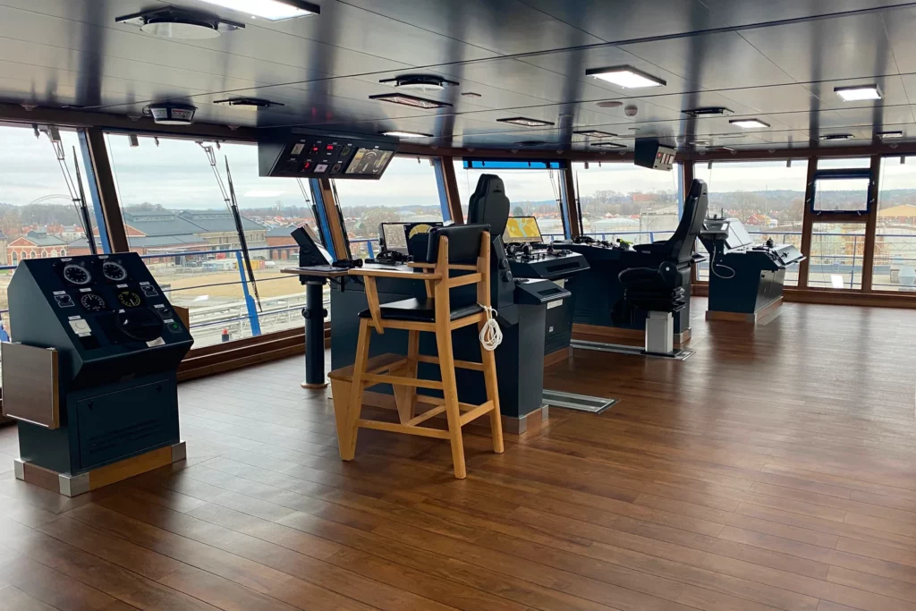 Navigational bridge on the ship