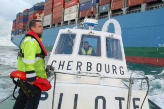 Sea Pilot Boarding a Ship at Port of Cherbourg