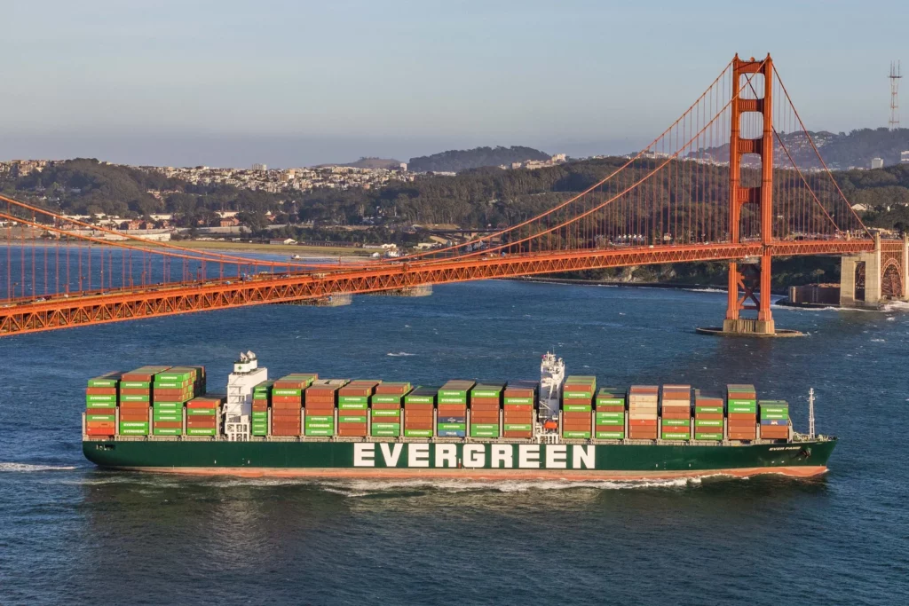 Evergreen Ship Weighs - One of the Evergreen fleet Ever-F class Container ships - Ever Front