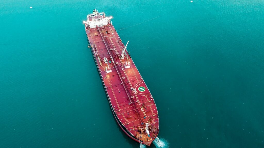 Aerial photo of ULCC Ultra Large Crude Carrier at sea