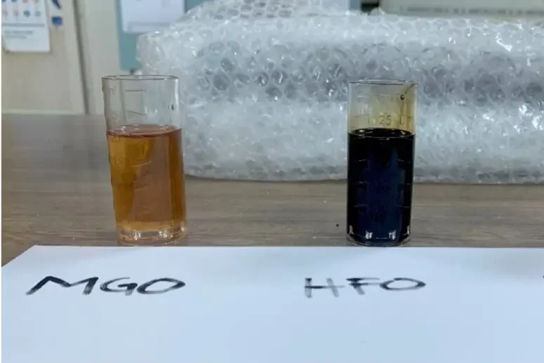 Example of MGO fuel compared to HFO fuel