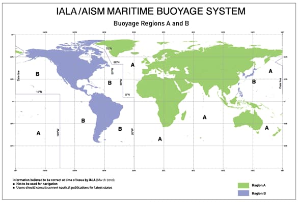 Iala Maritime Buoyage System Regiaons A and B