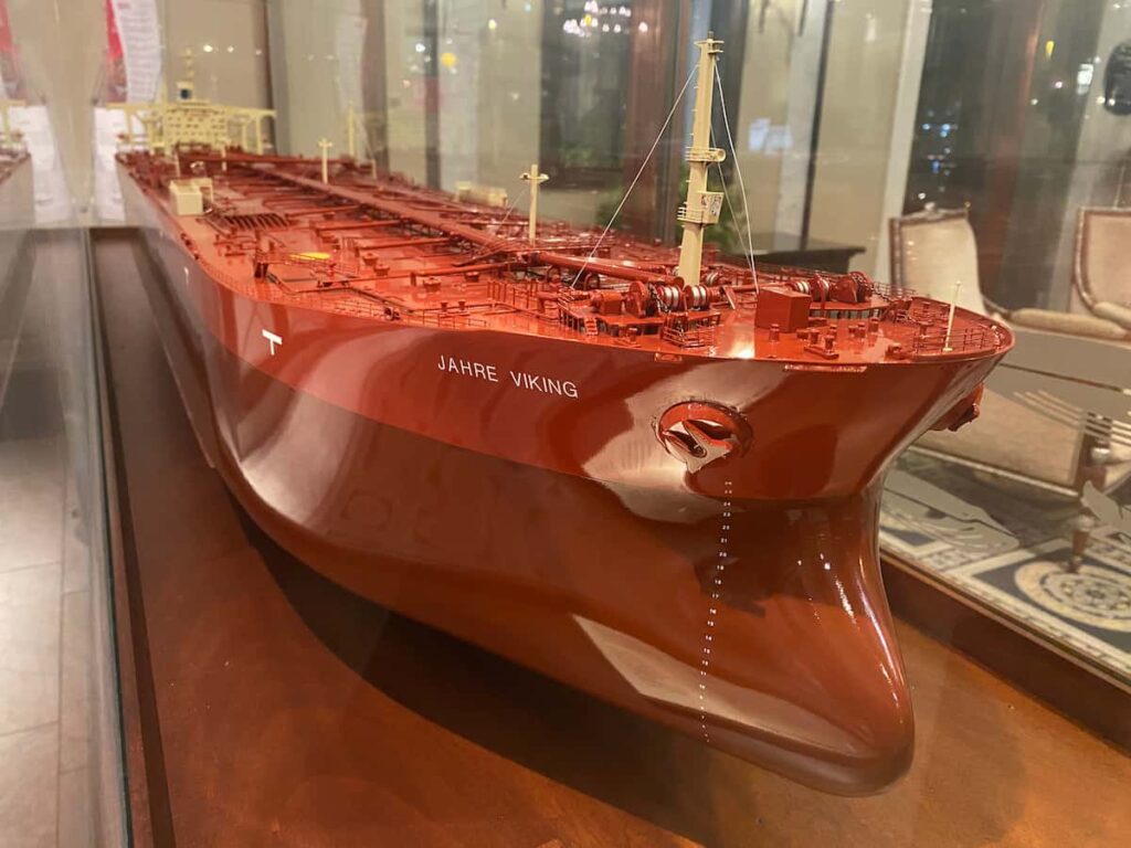 Ship model of the largest ship ever built known as Seawise Giant or Knock Nevis or Jahre Viking.
