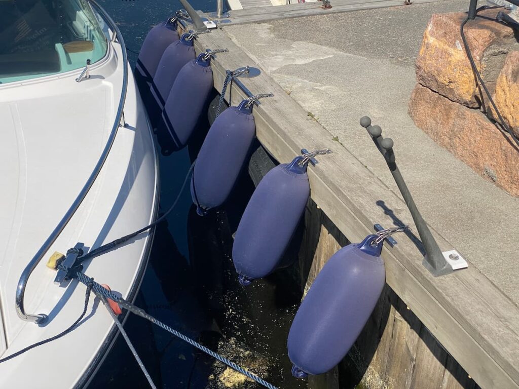 Boat Fenders attached to a dock