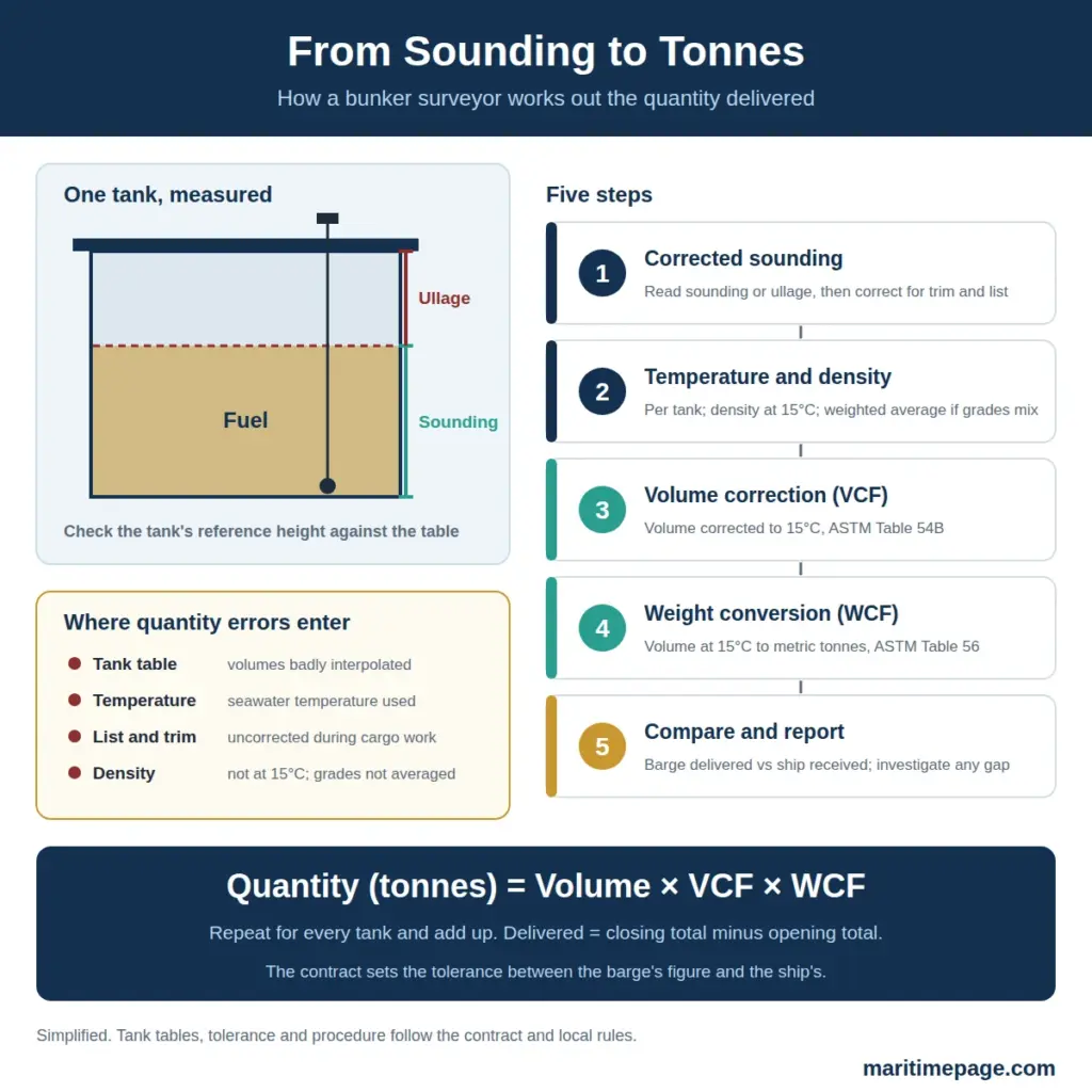 Bunker Surveyor: Role, Survey Types and Qualifications 2 bunker quantity calculation infographic