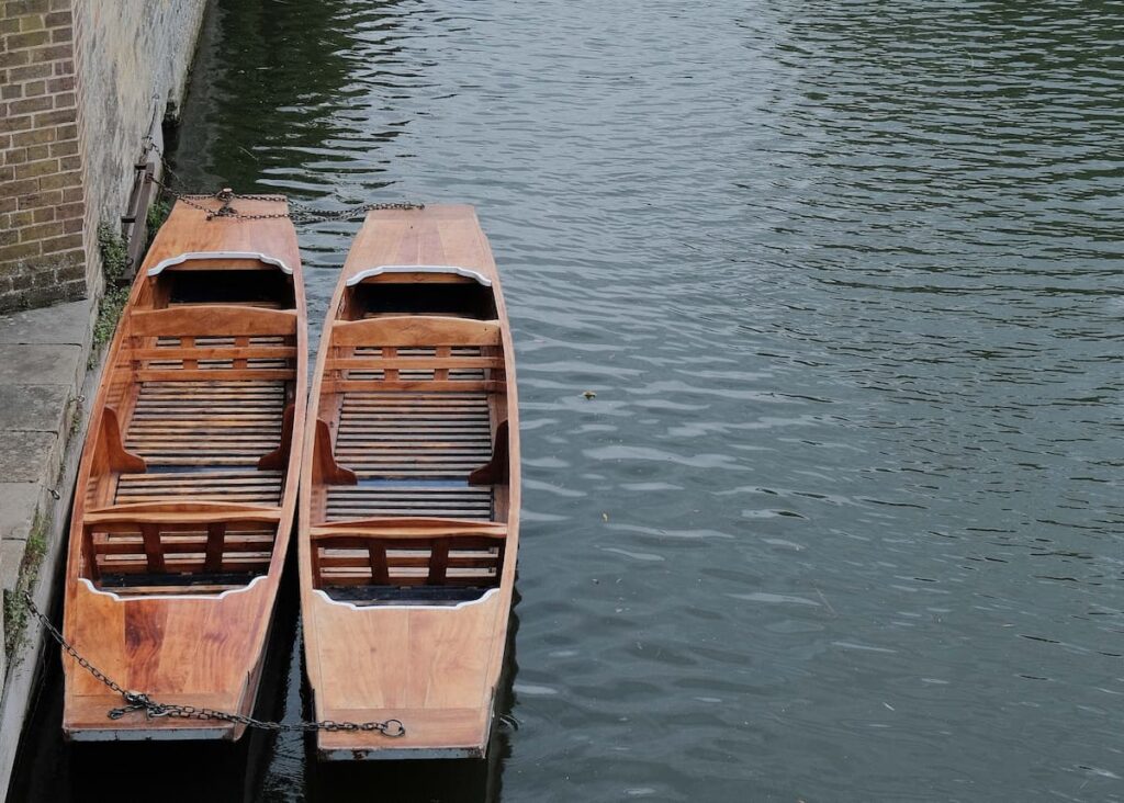 Empty Punting Boats in Cambridge