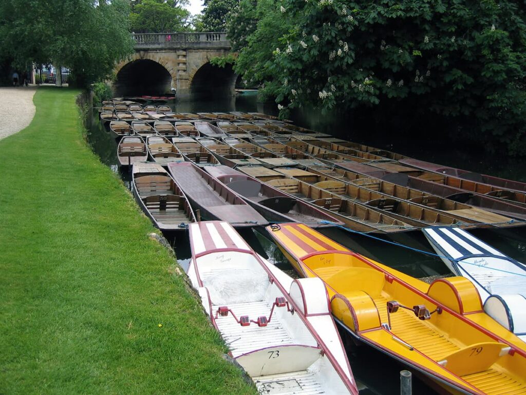 Punts on the River Thames in Oxford UK