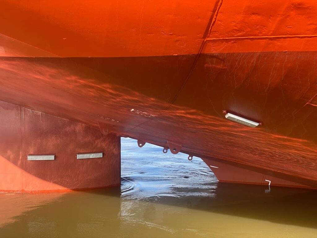 Zinc Sacrificial Anodes on ships rudder and stern