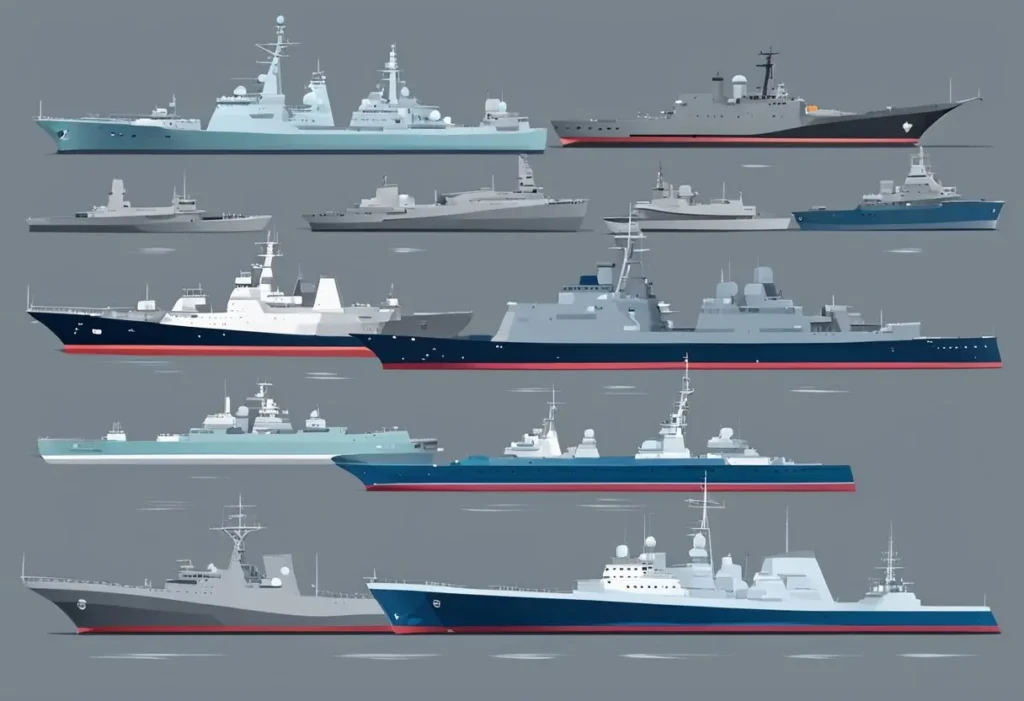 Frigates and destroyers Variations by Nations