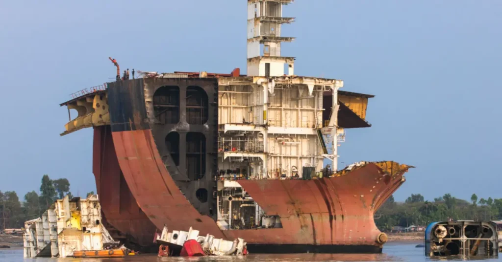 Ship recycling almost complete - ship stern remaining