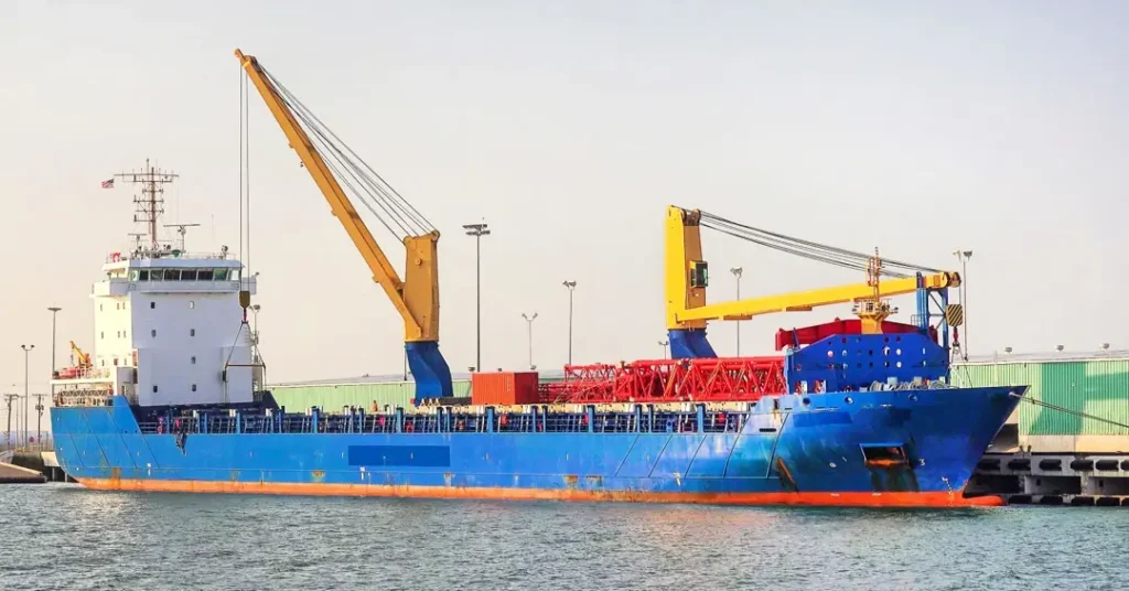 Cargo ship in port for discharging of her cargo