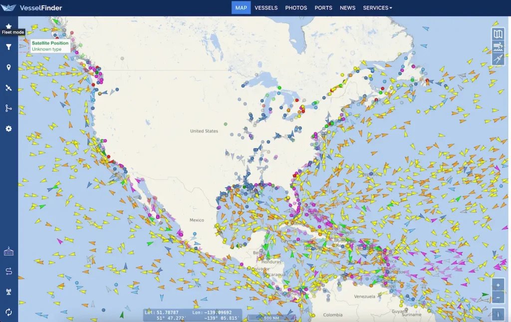 VesselFinder Vessel tracking Map on Desktop
